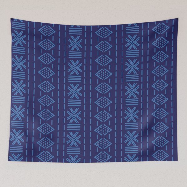 Item preview, Bogolan Navy Blue Pattern designed and sold by Wolagno.