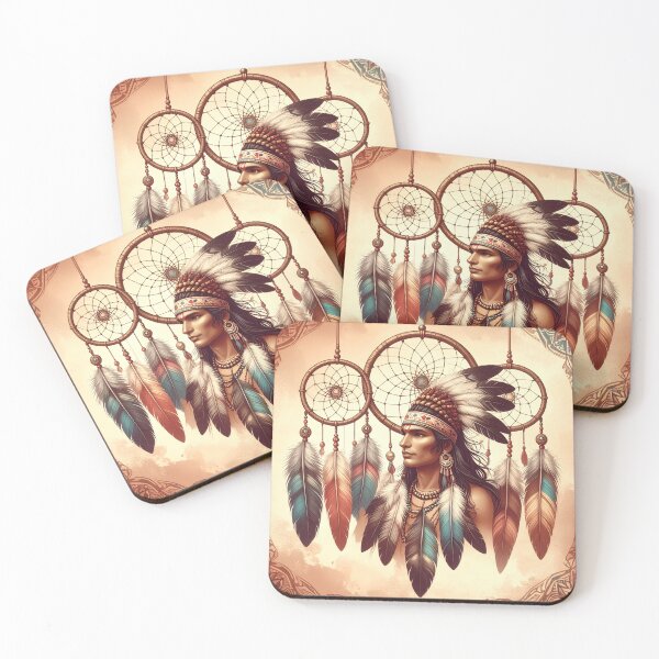 Item preview, Enchanting Native American Dreamcatcher Art with Mystical Woman and Feather Details – Boho Spiritual Wall Decor designed and sold by Hamdy est 1985.