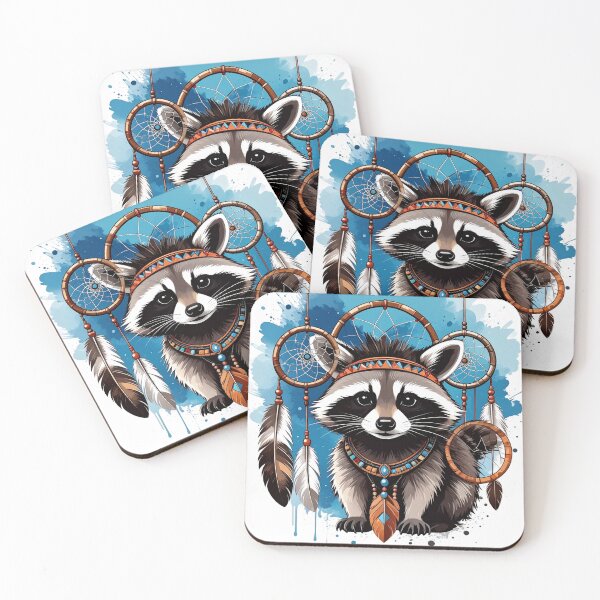 Item preview, native american raccoon, tribal animal art, raccoon chief, dreamcatcher spirit, animal totem, native wildlife, indigenous raccoon, tribal headdress, spirit guardian, raccoon warrior, spiritual animal art, native pride, native culture art, tribal tradition designed and sold by Hamdy est 1985.