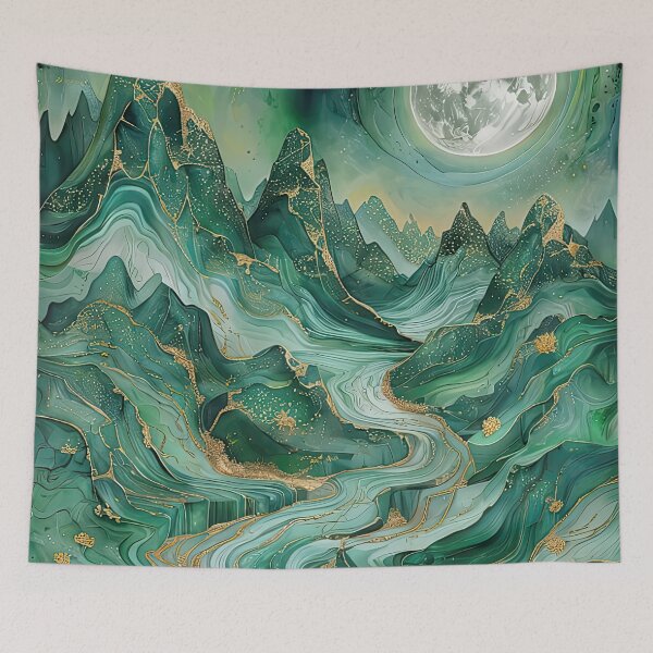 Item preview, Emerald Dreamscape River of the Moonlight Peaks designed and sold by Topmaxdesign.