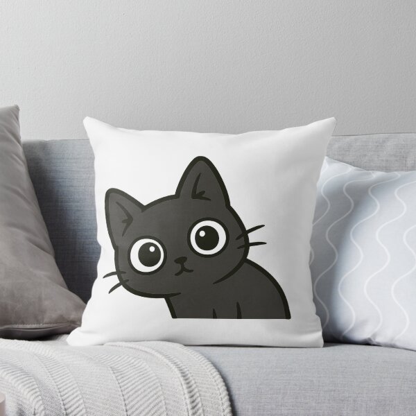 Item preview, Big-Eyed Black Cat – Curious Kawaii Kitty Illustration designed and sold by Tarn.