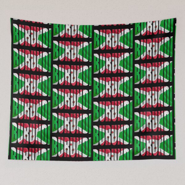 Item preview, The word Burundi with an overlay of a facsimile of the Burundi flag. designed and sold by funkyworm.