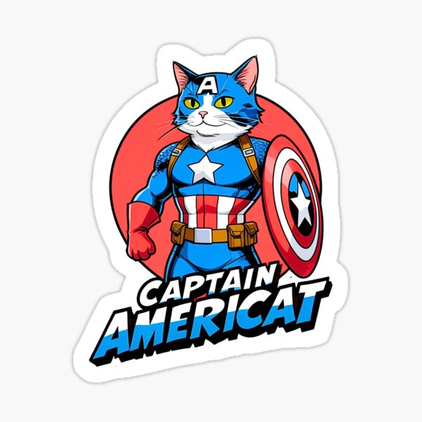 Item preview, Heroic Cat with Shield and Stripes (High quality) designed and sold by Sakyverse.