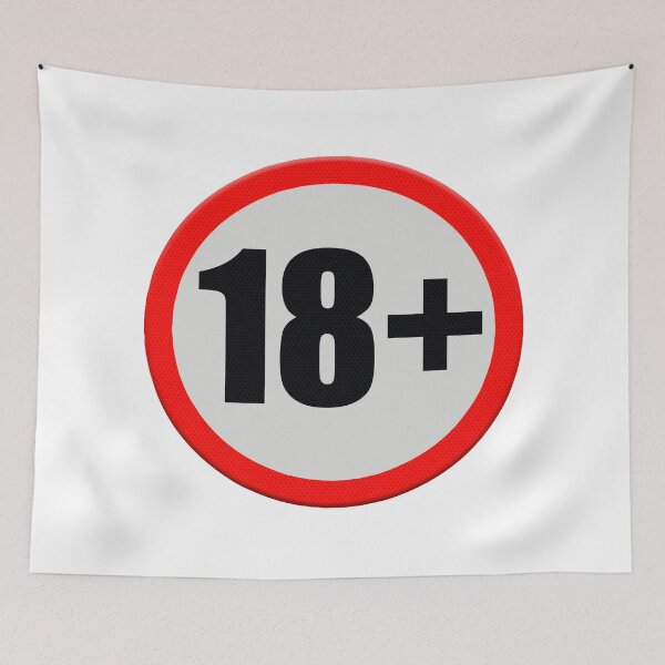 Item preview, Road sign with the text 18+ designed and sold by funkyworm.