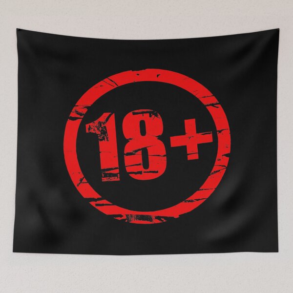 Item preview, Red rubber stamp effect with the text 18+. designed and sold by funkyworm.