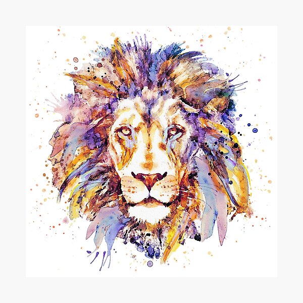 Item preview, Vibrant Lion Watercolor Portrait designed and sold by caracatita75.