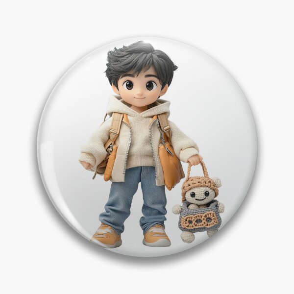 Item preview, Cute Boy with Plush Toy Bag illustration clipart style designed and sold by rachada99.