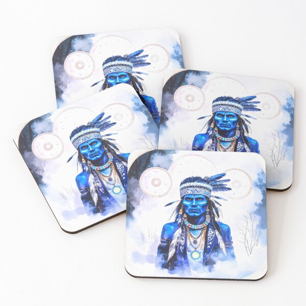 Item preview, Spirit Walker – Native American warrior in the mystical forest with glowing symbols designed and sold by Hamdy est 1985.