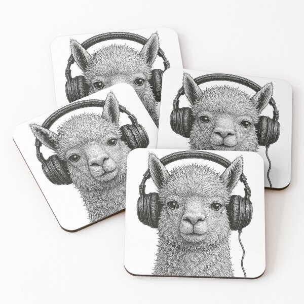 Item preview, Music Llama – Chilled llama with vintage-style headphones designed and sold by Print-Zoo.