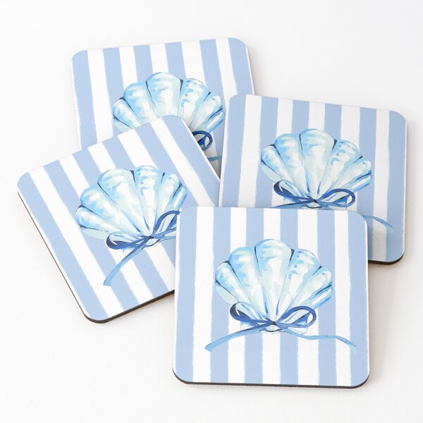 Item preview, Cute Blue Seashell with Bow | Coastal Beach Aesthetic Design designed and sold by Ela-graphicwiz.