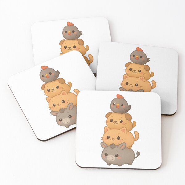 Item preview, cute Bremen Town Musicians – cute animal pyramid designed and sold by Print-Zoo.