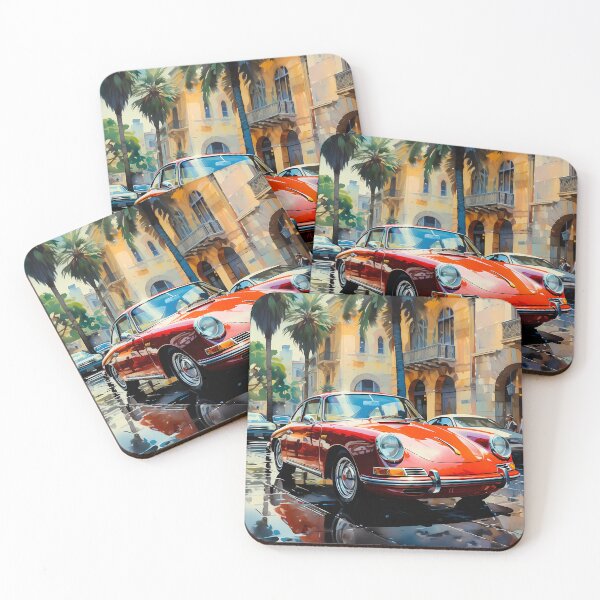 Item preview, Classic Sports Car Parked By Palm Trees In Sunny City designed and sold by RevUpDesign.