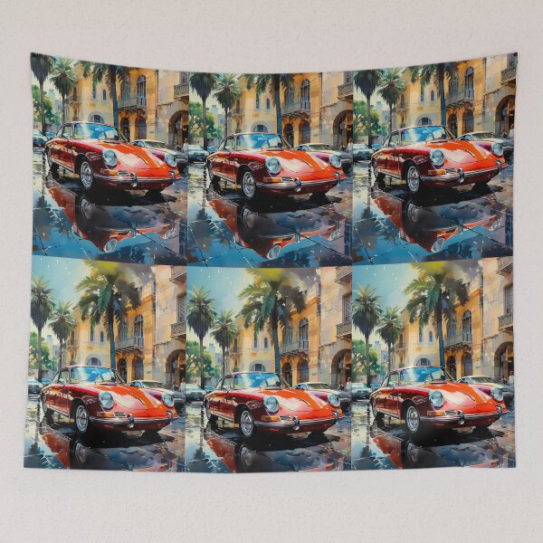 Item preview, Classic Sports Car Parked By Palm Trees In Sunny City designed and sold by RevUpDesign.