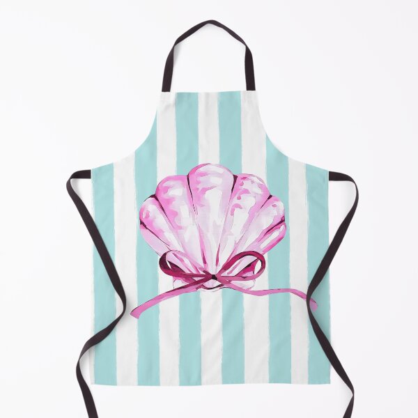 Item preview, Pink Seashell with Bow on Blue Stripes | Summer Coastal Cutie designed and sold by Ela-graphicwiz.