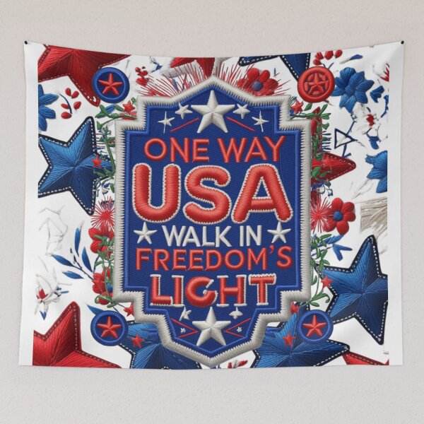 Item preview, One Way USA Walk in Freedom's Light Embroidered Patch designed and sold by ArtDesignTp.