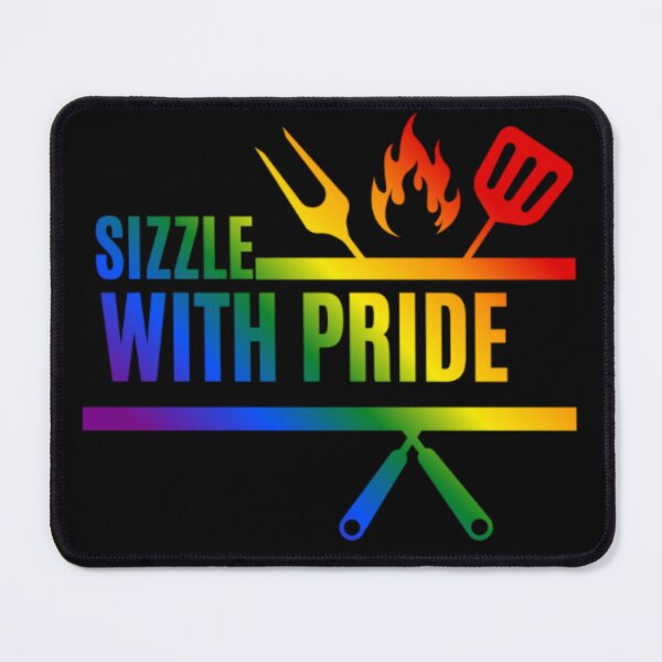 Item preview, Sizzle With Pride, Classic pride flag graphic, BBQ Rainbow Graphic, BBQ, Outdoors, Summer, Party, LGBTQ, BBQ Grill, BBQ Foodie, Funny BBQ Slogan, Funny, Humor, designed and sold by PrideBeProud.