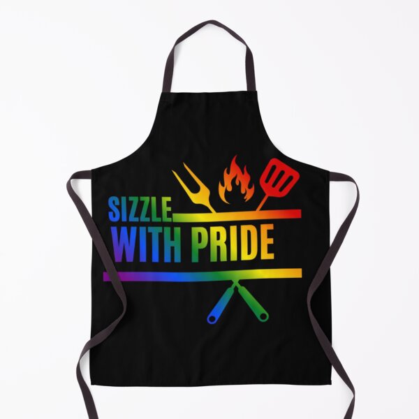 Item preview, Sizzle With Pride, Classic pride flag graphic, BBQ Rainbow Graphic, BBQ, Outdoors, Summer, Party, LGBTQ, BBQ Grill, BBQ Foodie, Funny BBQ Slogan, Funny, Humor, designed and sold by PrideBeProud.