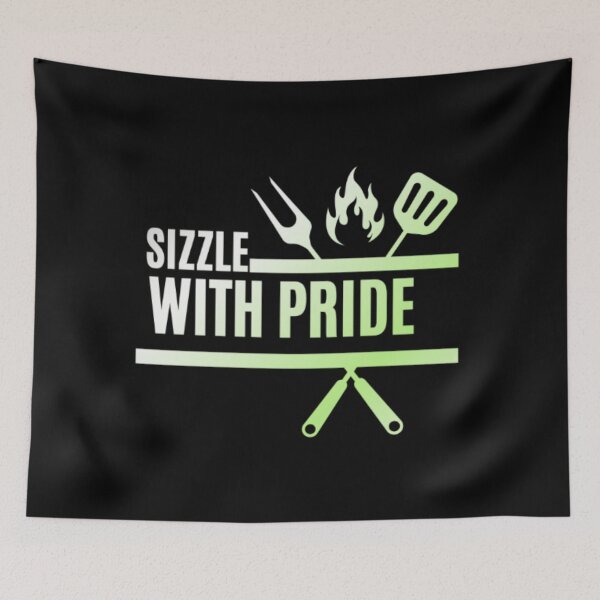 Item preview, Sizzle With Pride, Agender pride flag graphic, BBQ Rainbow Graphic, BBQ, Outdoors, Summer, Party, LGBTQ, BBQ Grill, BBQ Foodie, Funny BBQ Slogan, Funny, Humor, designed and sold by PrideBeProud.