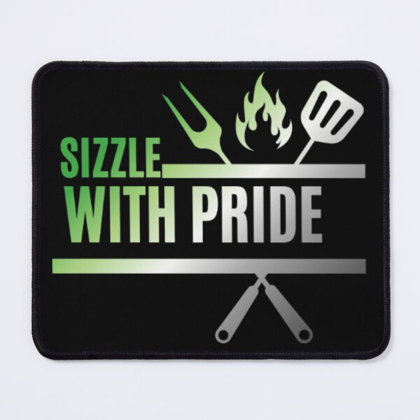 Item preview, Sizzle With Pride, Aromantic pride flag graphic, BBQ Rainbow Graphic, BBQ, Outdoors, Summer, Party, LGBTQ, BBQ Grill, BBQ Foodie, Funny BBQ Slogan, Funny, Humor, designed and sold by PrideBeProud.