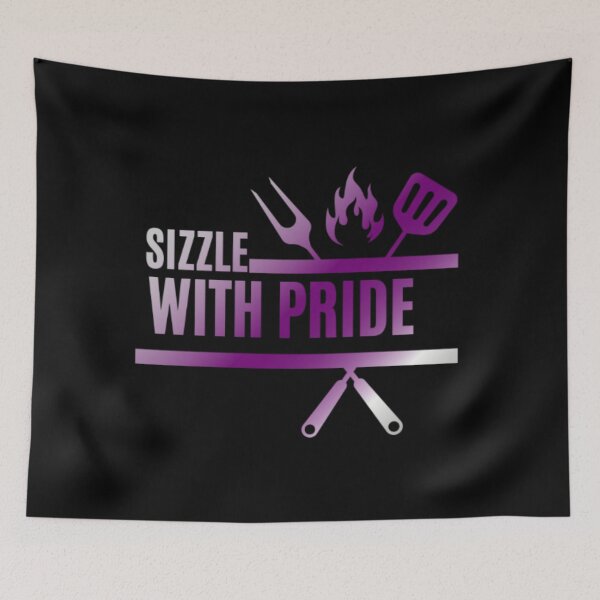 Item preview, Sizzle With Pride, Demisexual pride flag graphic, BBQ Rainbow Graphic, BBQ, Outdoors, Summer, Party, LGBTQ, BBQ Grill, BBQ Foodie, Funny BBQ Slogan, Funny, Humor, designed and sold by PrideBeProud.