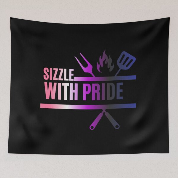 Item preview, Sizzle With Pride, Genderfluid pride flag graphic, BBQ Rainbow Graphic, BBQ, Outdoors, Summer, Party, LGBTQ, BBQ Grill, BBQ Foodie, Funny BBQ Slogan, Funny, Humor, designed and sold by PrideBeProud.