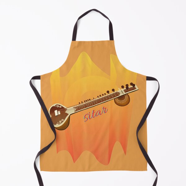 Item preview, A Sitar In Brown Tan Rust Gold & Red designed and sold by BrightrDayMusicArt.