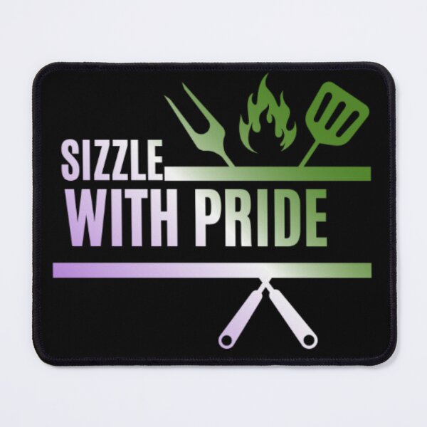 Item preview, Sizzle With Pride, Genderqueer pride flag graphic, BBQ Rainbow Graphic, BBQ, Outdoors, Summer, Party, LGBTQ, BBQ Grill, BBQ Foodie, Funny BBQ Slogan, Funny, Humor, designed and sold by PrideBeProud.