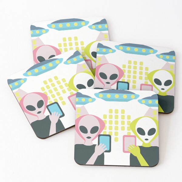Item preview, Aliens Using Smartphones Under UFOs designed and sold by ART ATTACK ZONE.