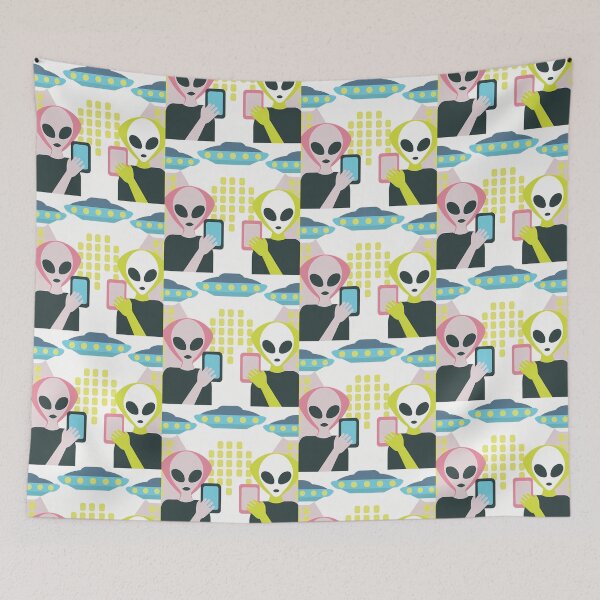 Item preview, Aliens Using Smartphones Under UFOs designed and sold by ART ATTACK ZONE.
