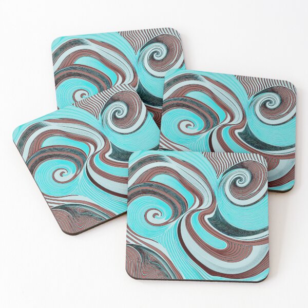 Item preview, Intertwined wavy lines in turquoise-brown designed and sold by AnnabellaRh.