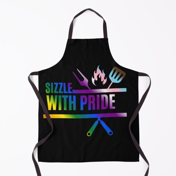 Item preview, Sizzle With Pride, Progress pride flag graphic, BBQ Rainbow Graphic, BBQ, Outdoors, Summer, Party, LGBTQ, BBQ Grill, BBQ Foodie, Funny BBQ Slogan, Funny, Humor, designed and sold by PrideBeProud.