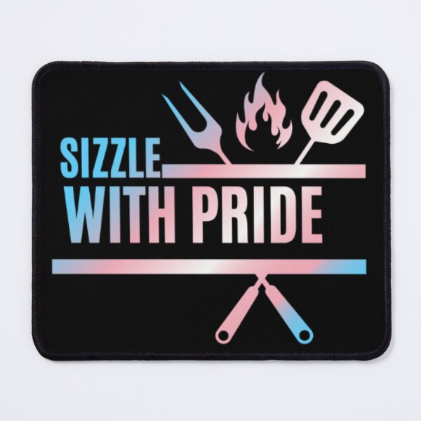Item preview, Sizzle With Pride, Transexual pride flag graphic, BBQ Rainbow Graphic, BBQ, Outdoors, Summer, Party, LGBTQ, BBQ Grill, BBQ Foodie, Funny BBQ Slogan, Funny, Humor, designed and sold by PrideBeProud.