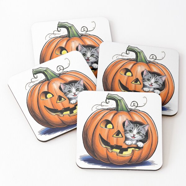 Item preview, Halloween Kitten in Pumpkin designed and sold by PinkiPop Studio.
