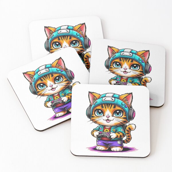 Item preview, Kawaii Gamer Cat designed and sold by PinkiPop Studio.