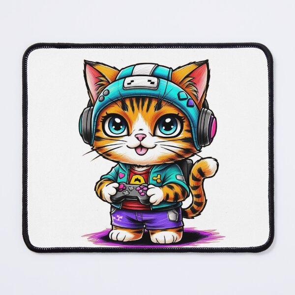 Item preview, Kawaii Gamer Cat designed and sold by PinkiPop Studio.