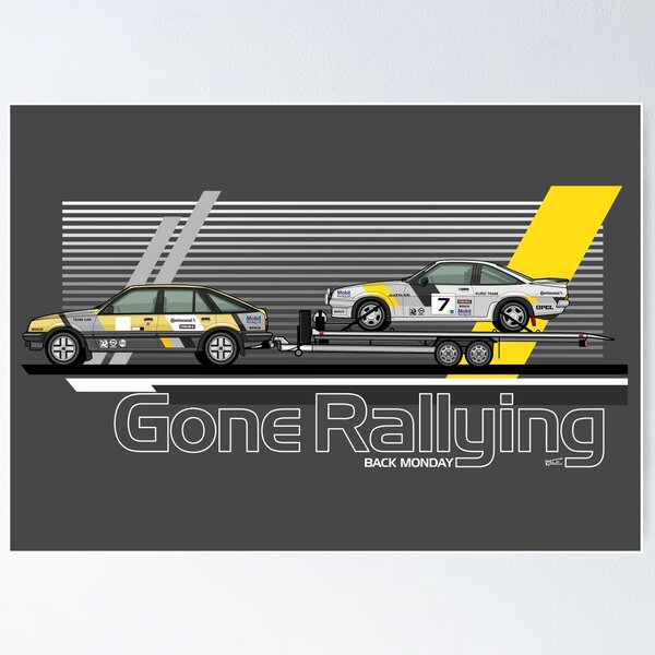 Item preview, Gone Rallying, Back Monday - Mk2 Cavalier SRI and Manta GTE 80's rally cars designed and sold by RJWautographics.