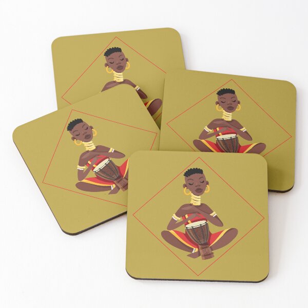 Item preview, Tribal Spirit - Woman Meditating with Djembe designed and sold by DigiGoods.