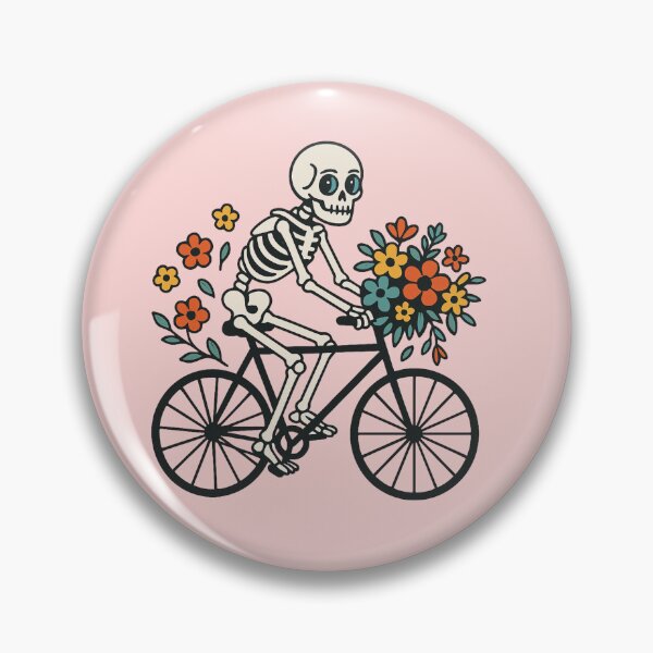 Item preview, Floral Skeleton Riding a Bicycle – Colorful Minimalist Skull Art designed and sold by ColorSplash123.