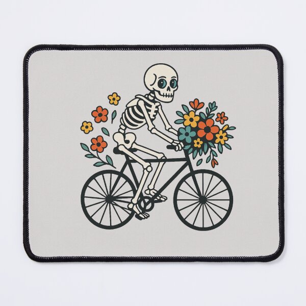 Item preview, Floral Skeleton Riding a Bicycle – Colorful Minimalist Skull Art designed and sold by ColorSplash123.
