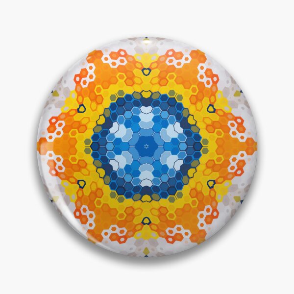 Item preview, Hex Mandala Blue Yellow Orange and White designed and sold by WormholeOrbital.