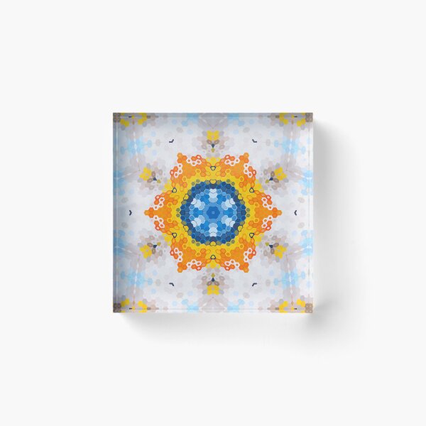 Item preview, Hex Mandala Blue Yellow Orange and White designed and sold by WormholeOrbital.