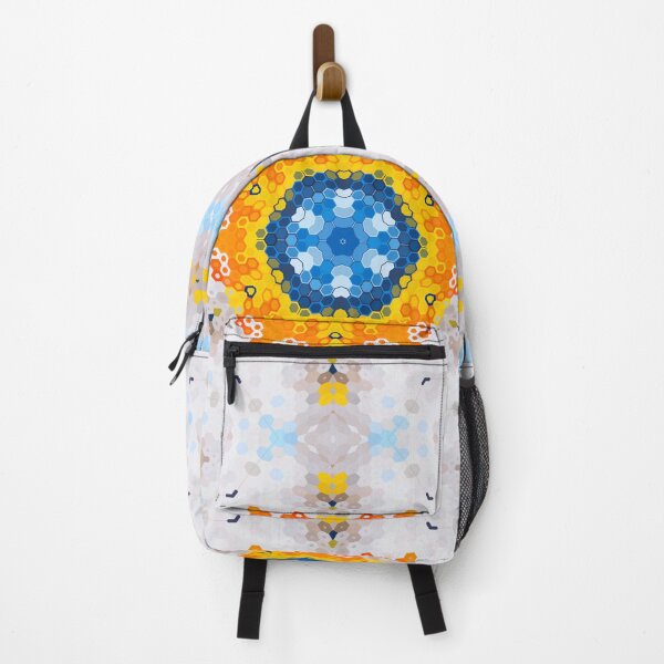 Item preview, Hex Mandala Blue Yellow Orange and White designed and sold by WormholeOrbital.