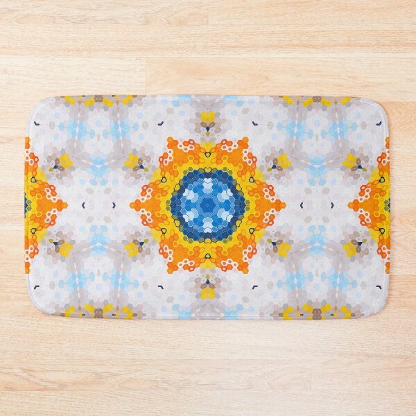 Item preview, Hex Mandala Blue Yellow Orange and White designed and sold by WormholeOrbital.