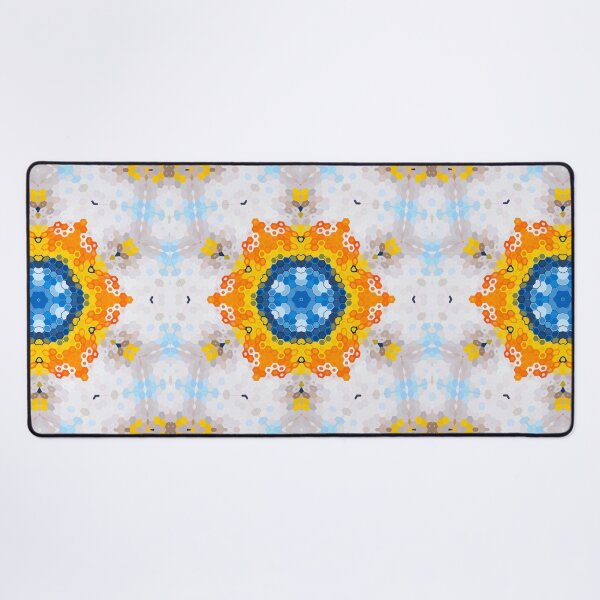 Item preview, Hex Mandala Blue Yellow Orange and White designed and sold by WormholeOrbital.