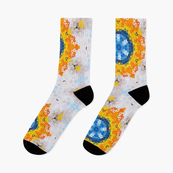 Item preview, Hex Mandala Blue Yellow Orange and White designed and sold by WormholeOrbital.