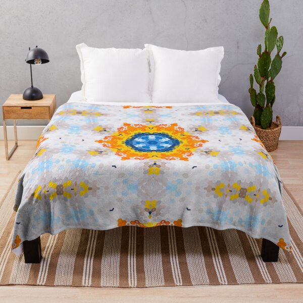 Item preview, Hex Mandala Blue Yellow Orange and White designed and sold by WormholeOrbital.