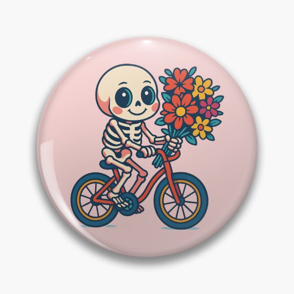 Item preview, Floral Skeleton Riding a Bicycle – Colorful Minimalist Skull Art designed and sold by ColorSplash123.