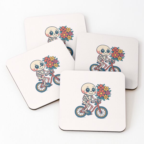 Item preview, Floral Skeleton Riding a Bicycle – Colorful Minimalist Skull Art designed and sold by ColorSplash123.