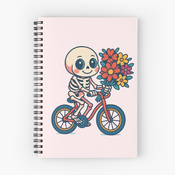 Item preview, Floral Skeleton Riding a Bicycle – Colorful Minimalist Skull Art designed and sold by ColorSplash123.