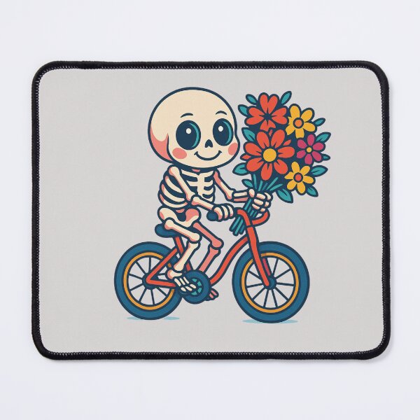 Item preview, Floral Skeleton Riding a Bicycle – Colorful Minimalist Skull Art designed and sold by ColorSplash123.